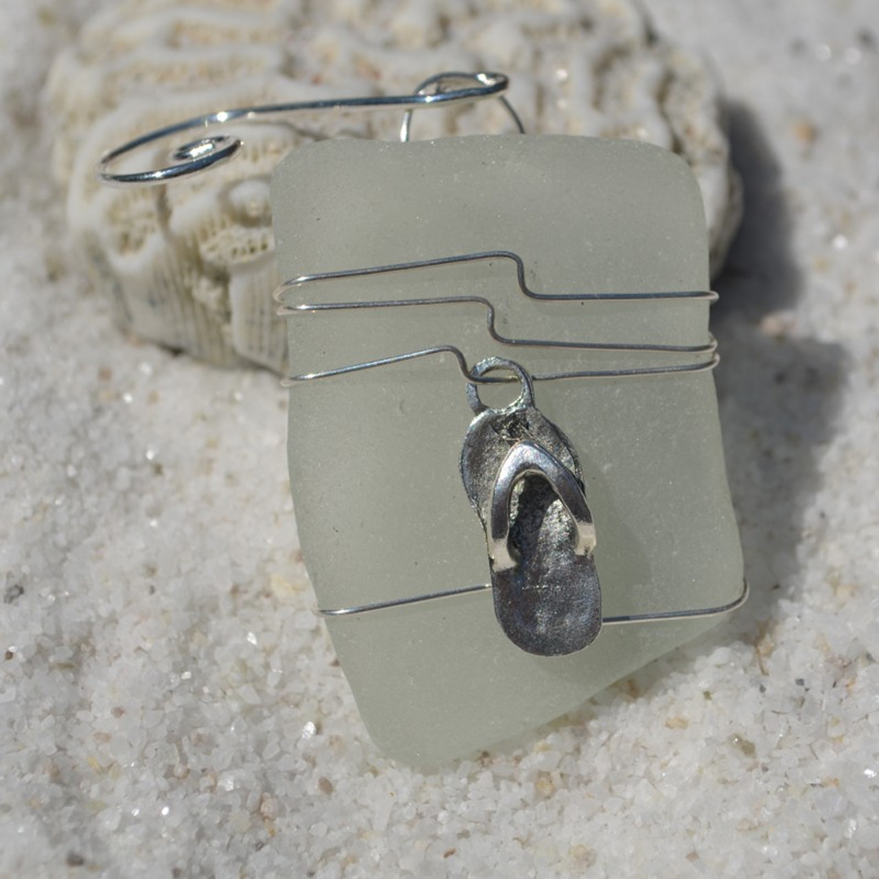 Flip Flop Sea Glass Christmas Ornament