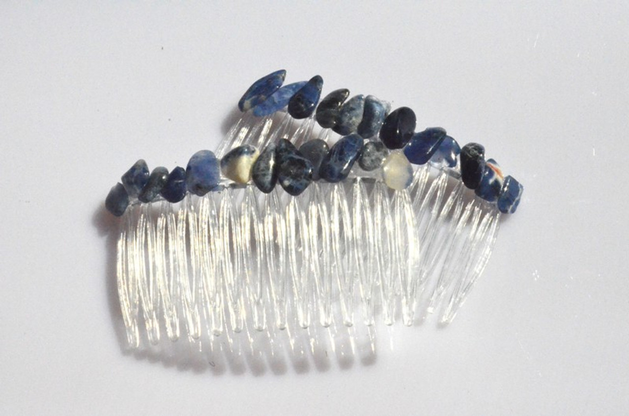 Tumbled Sodalite Stone Hair Combs 