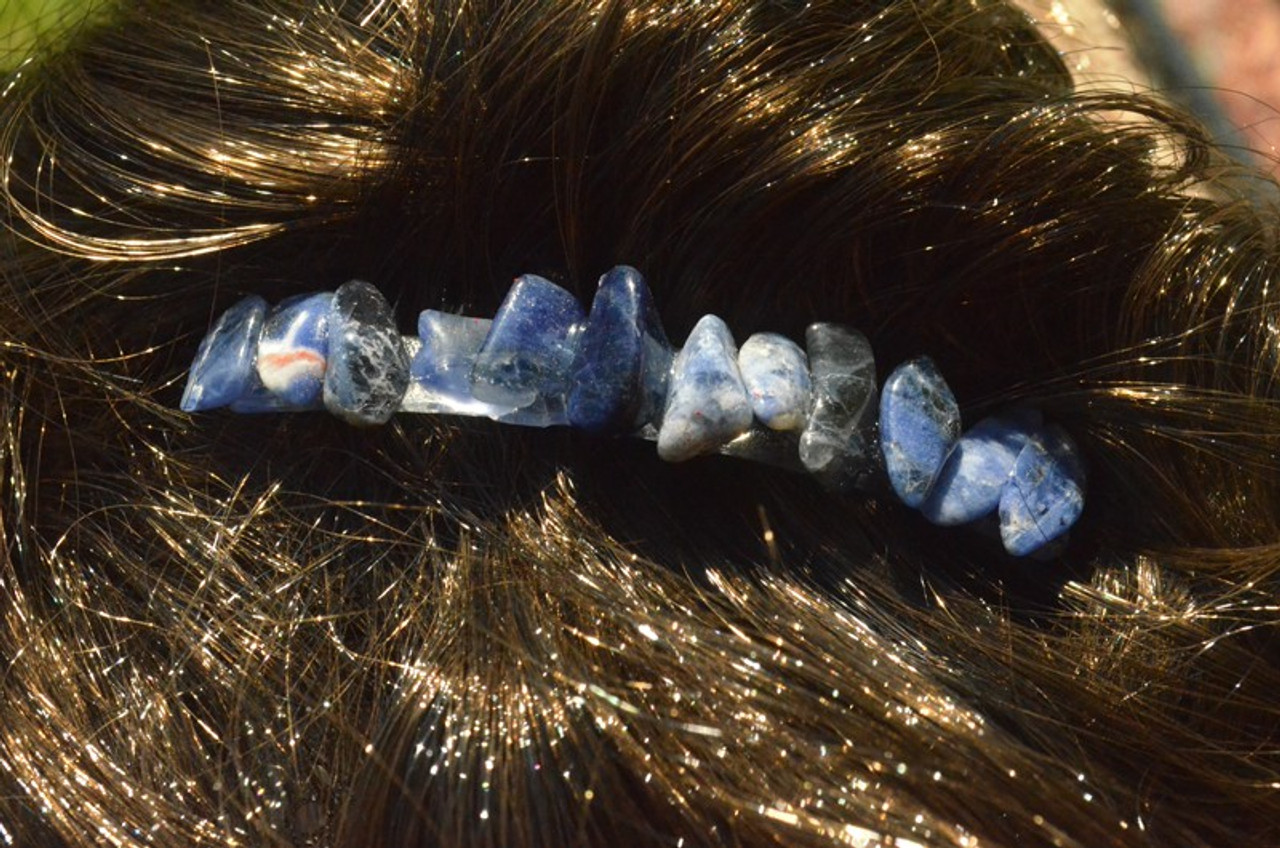 Tumbled Sodalite Stone Hair Combs 