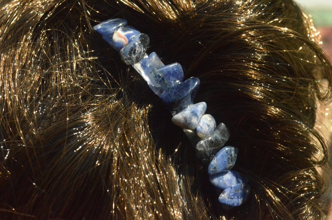 Tumbled Sodalite Stone Hair Combs 
