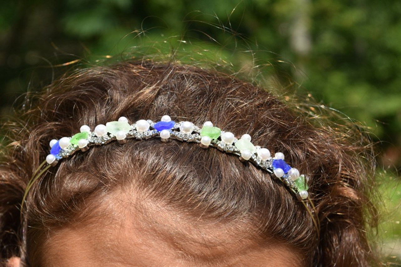 Blue and Green Sea Glass Headband