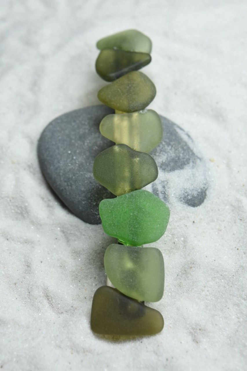 Shades of Green Sea Glass Barrette