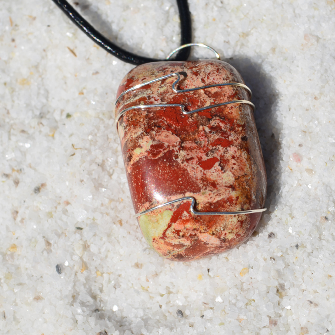 Wire Wrapped Brecciated Jasper Stone Necklace