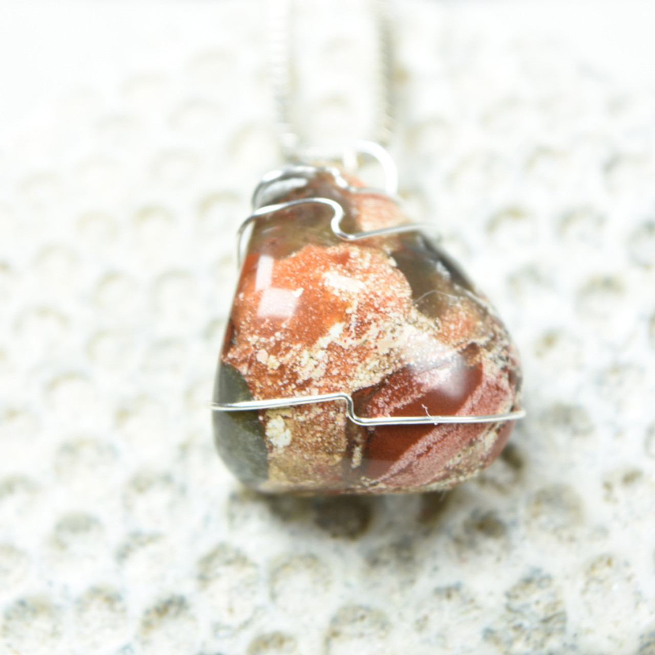 Wire Wrapped Brecciated Jasper Stone Necklace