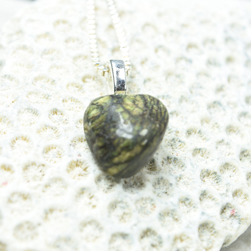 Tumbled Serpentine Stone Pendant and 