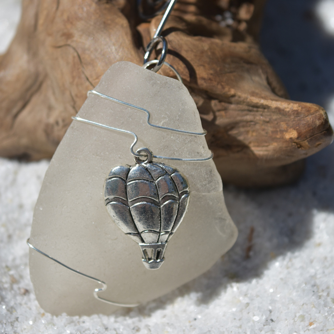 Hot Air Balloon Sea Glass Ornament