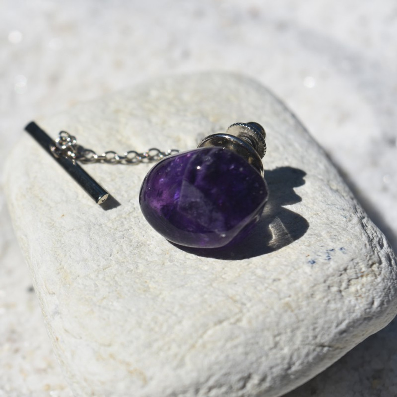 Amethyst Stone Tie Tack