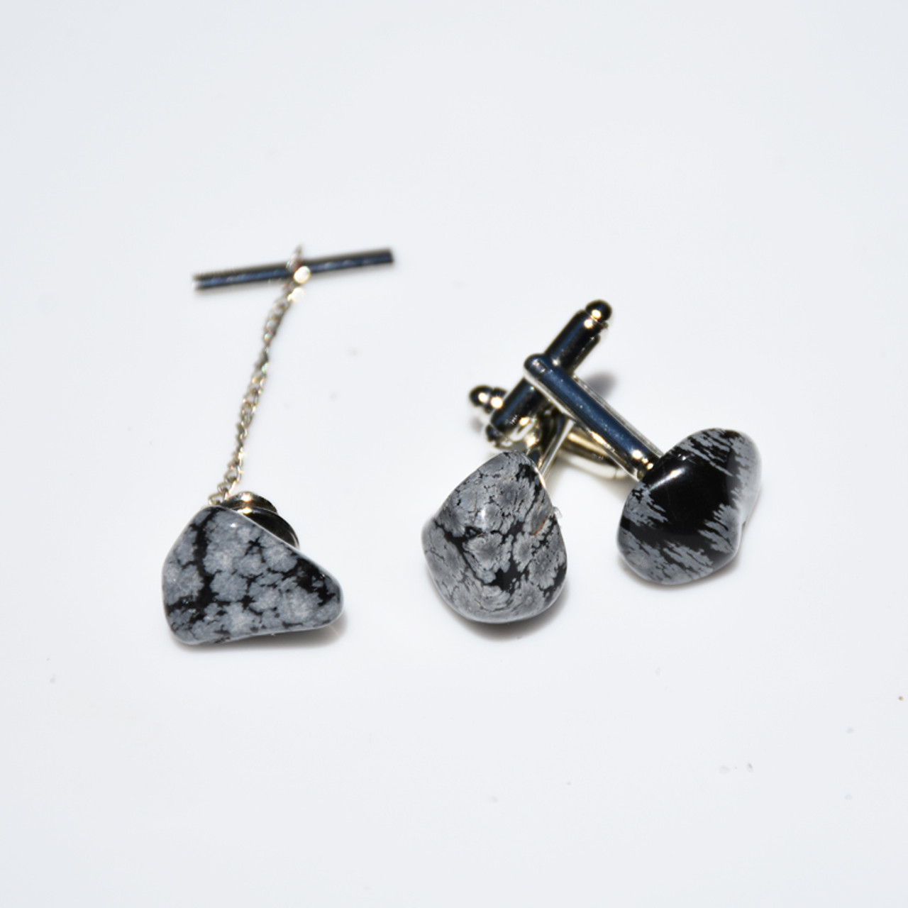 Snowflake Obsidian Men's Jewelry Set