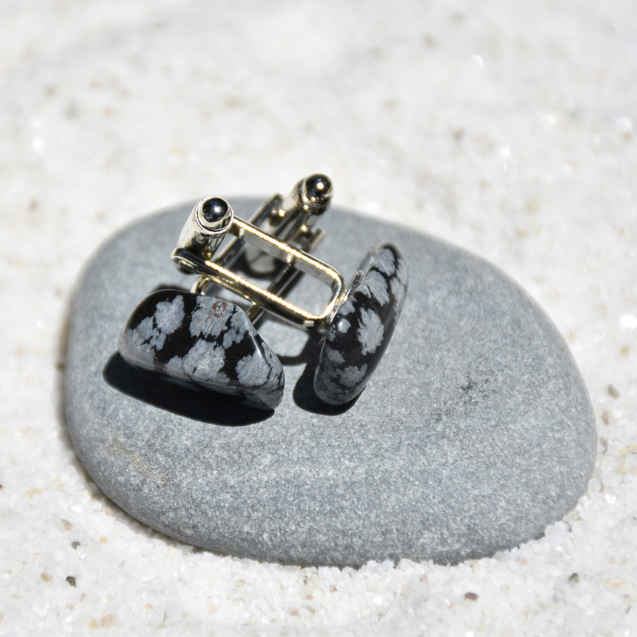 Snowflake Obsidian Cufflinks