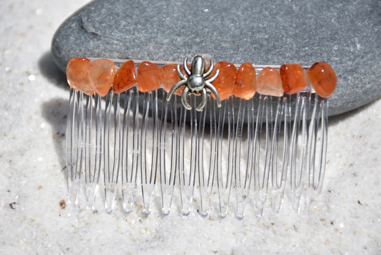 Spider on an Orange Stone Comb