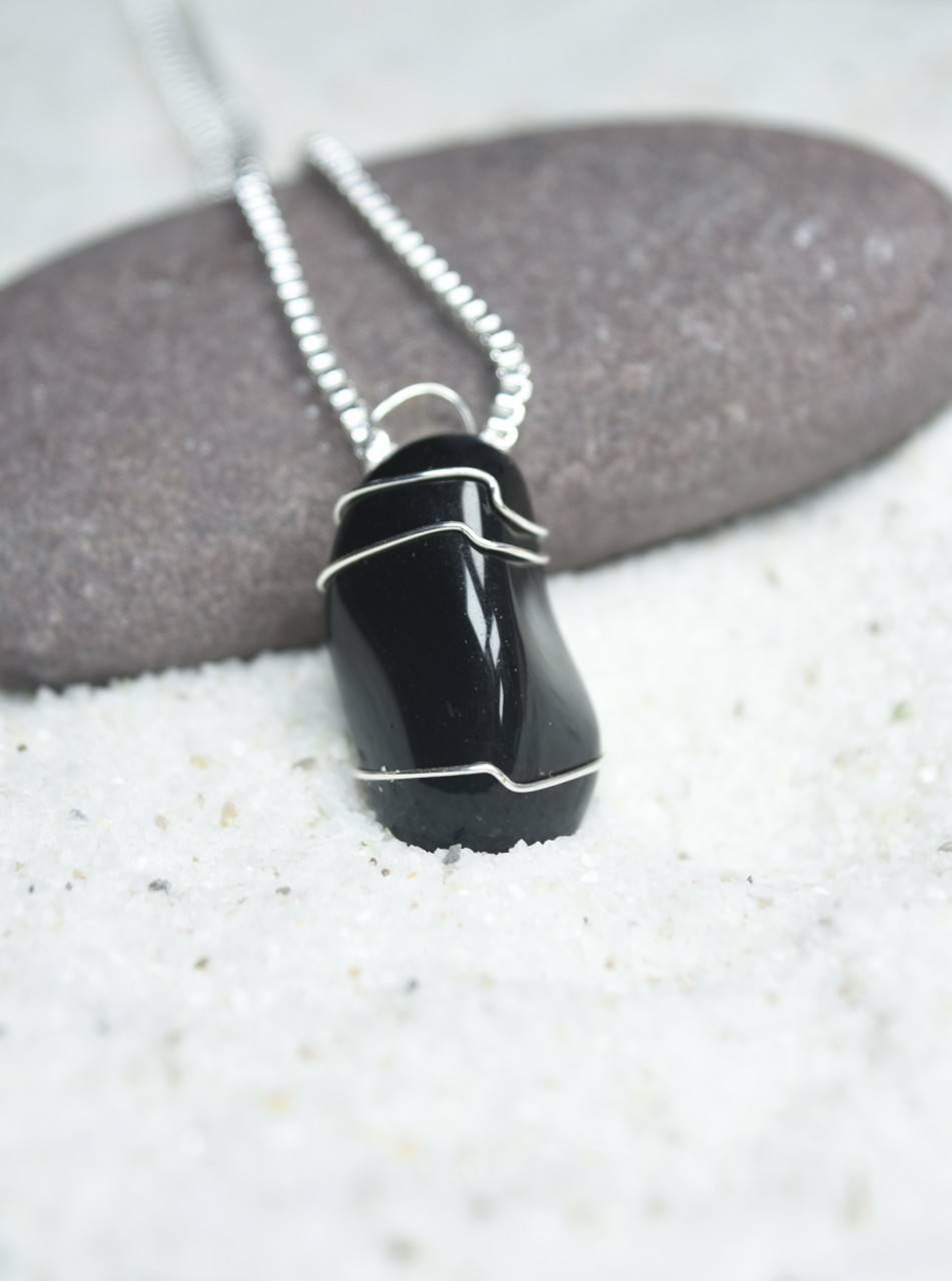 Tumbled Apache Tears Pendant