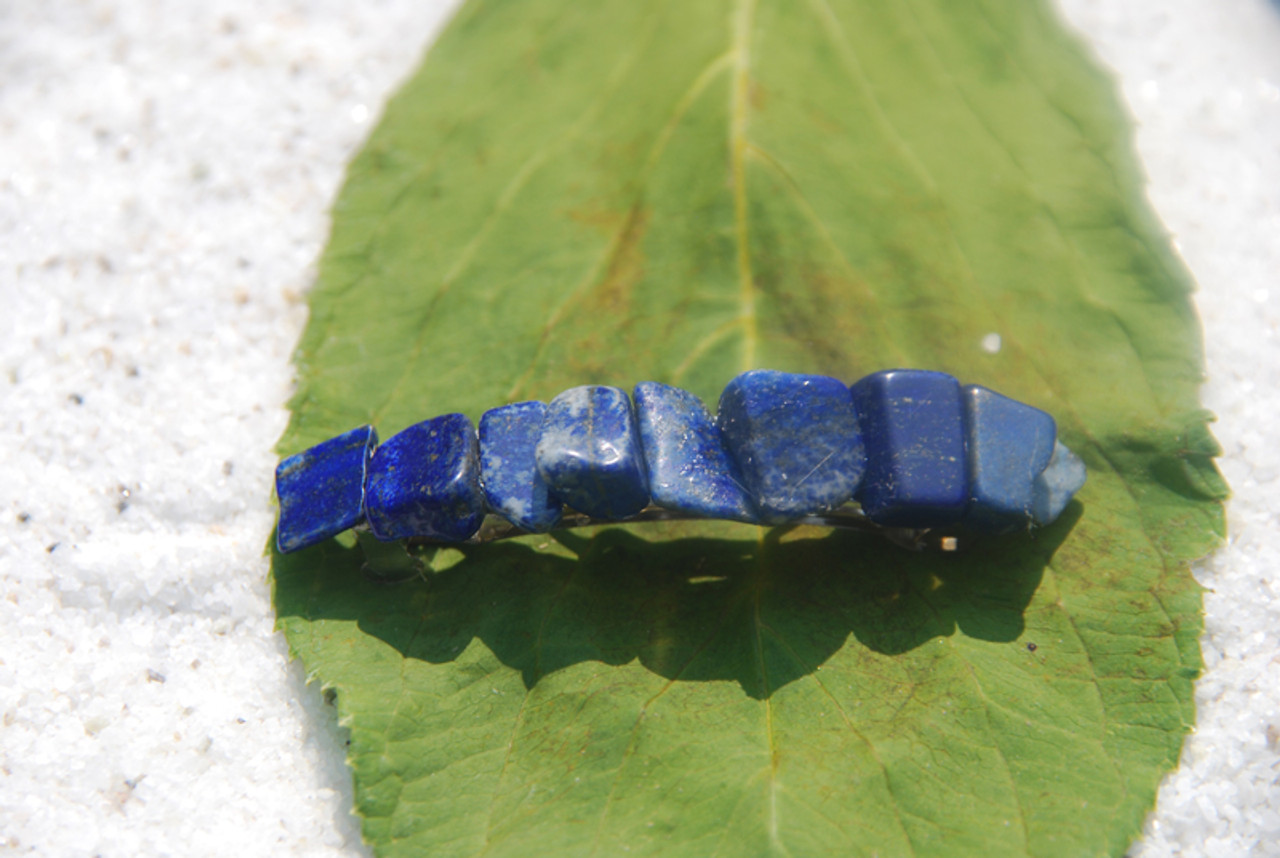 Tumbled Lapis Lazuli Stone French Barrette Hair Clip - 60 MM - Made to Order