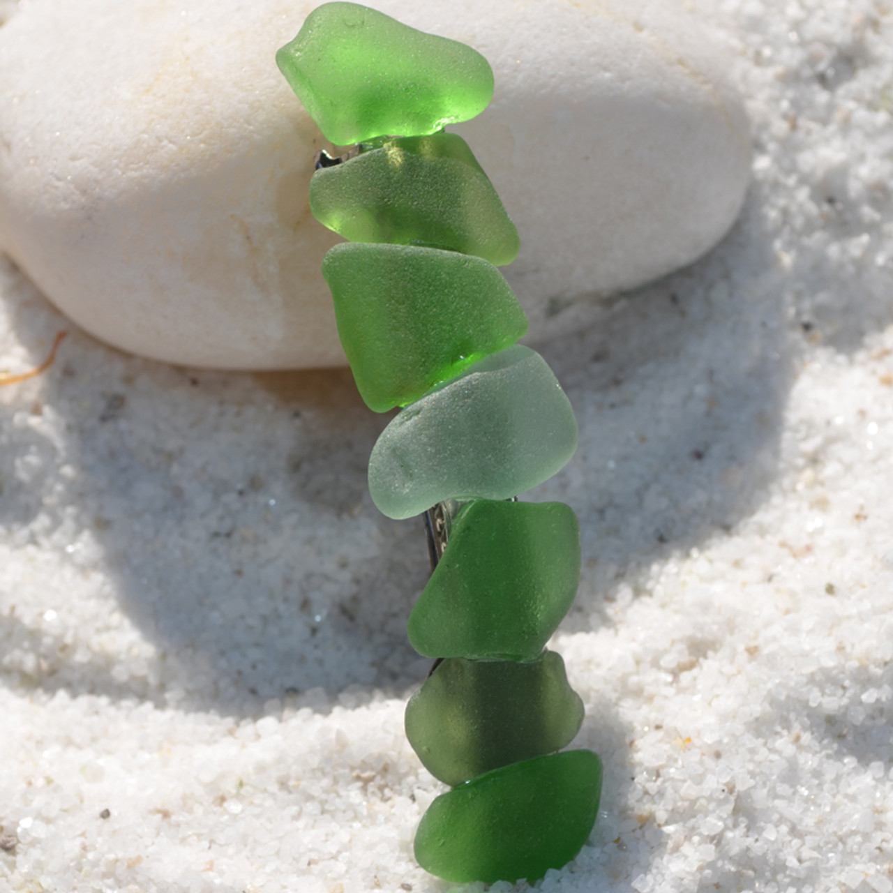 Hair Clip in Shades of Green Sea Glass French Barrette - 60 mm - Made ...