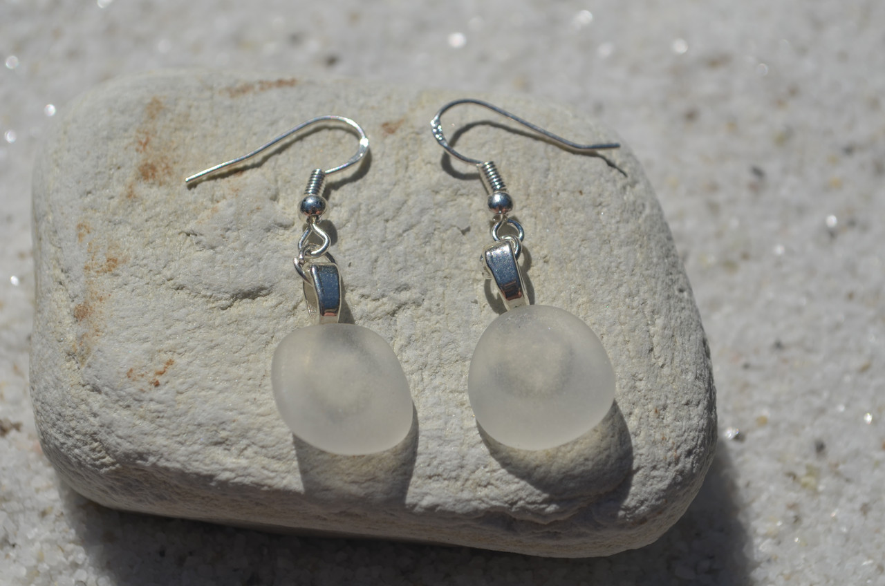 Frosted Sea Glass Earrings