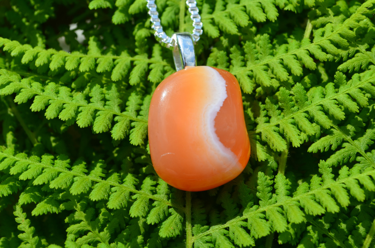 Tumbled Apricot Agate Stone Necklace