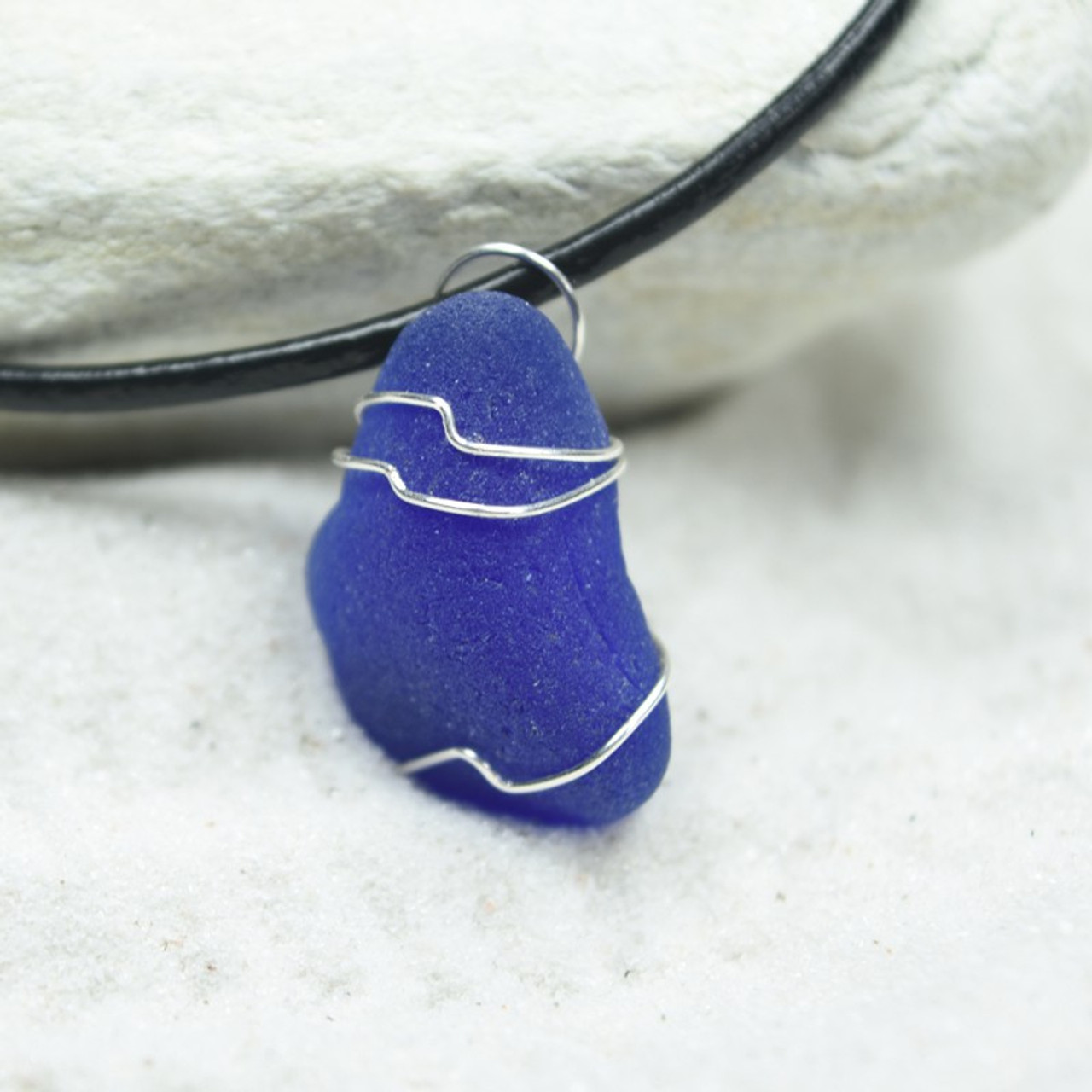 Blue Sea Glass Pendant