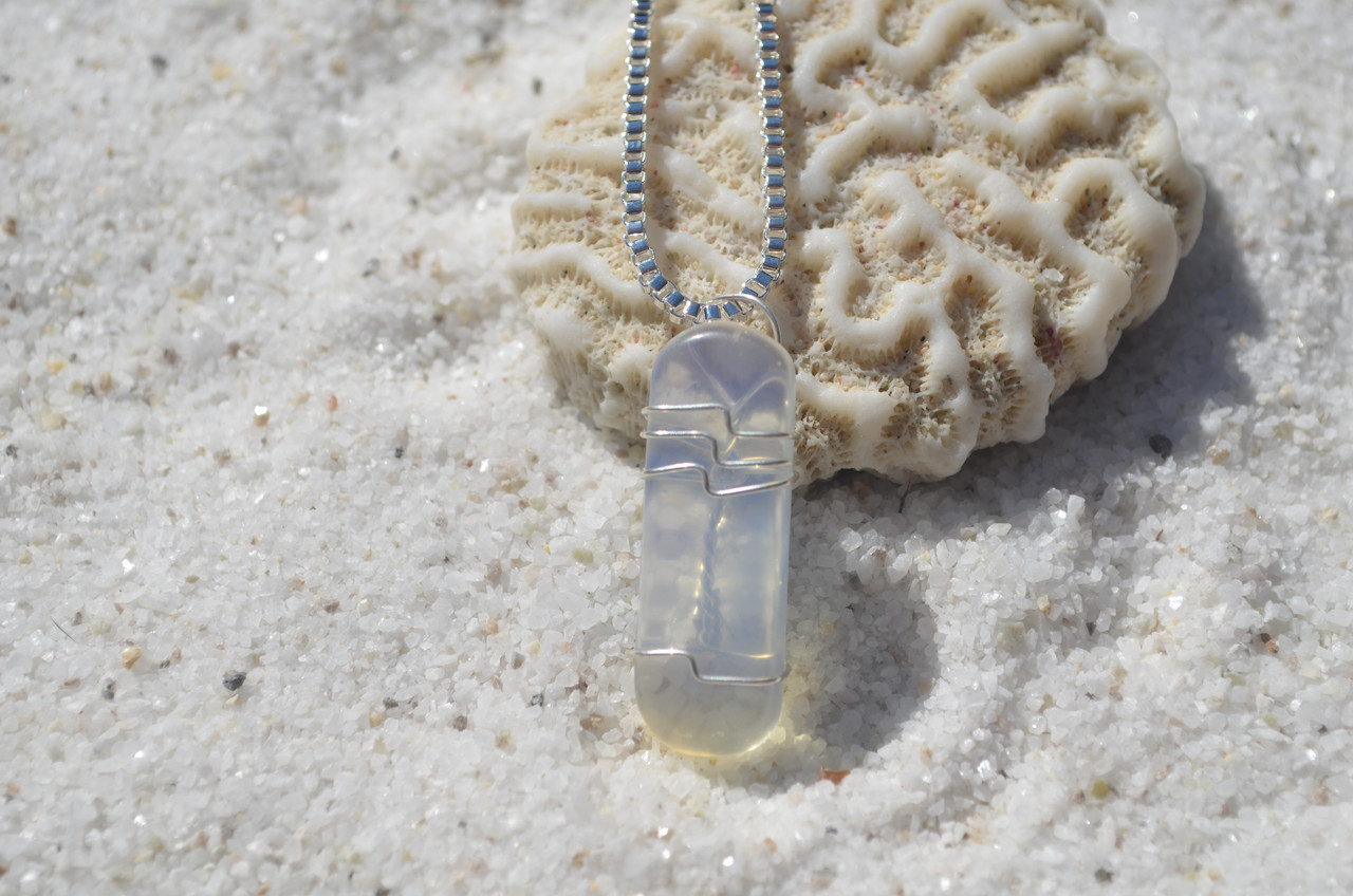 Wire Wrapped Opalite Stone Necklace
