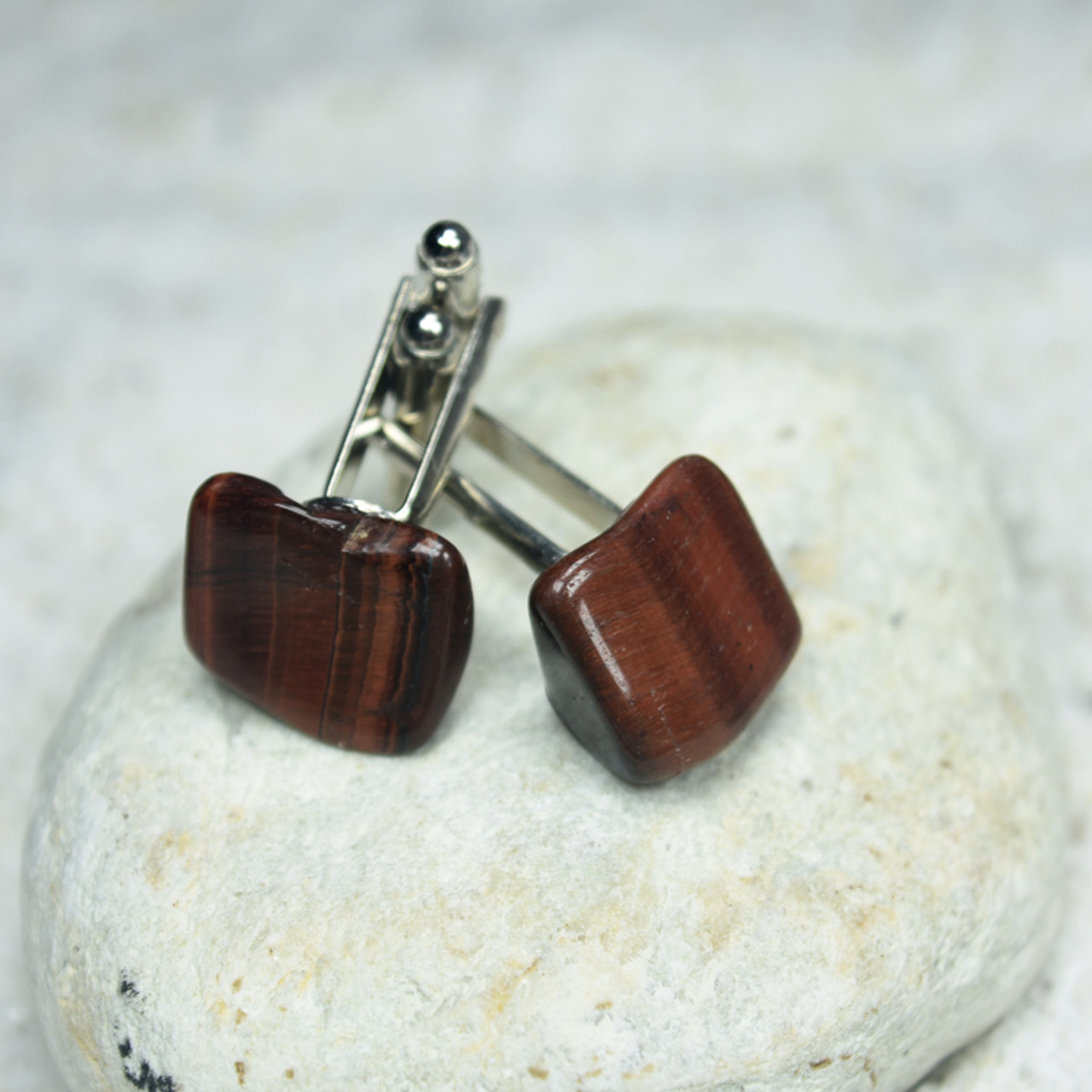 Tumbled Red Tiger's Eye Cufflinks