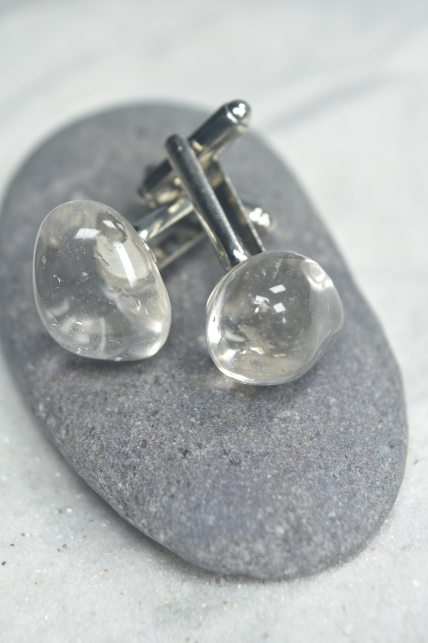 Clear Crystal Stone Cufflins