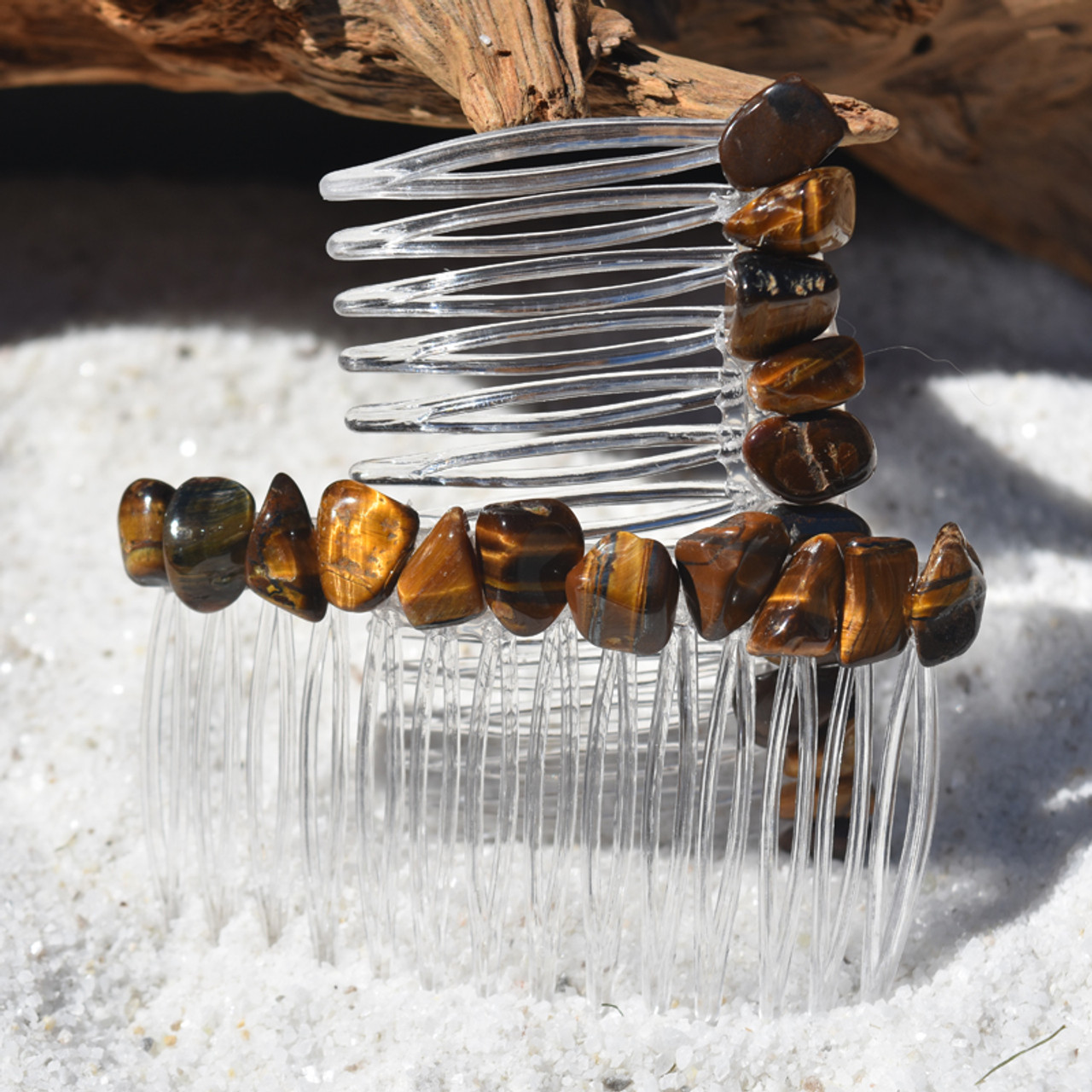 Tumbled Gold Tiger's Eye Hair Combs