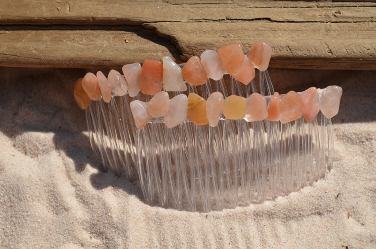 Peach Quartz Stone Hair Combs