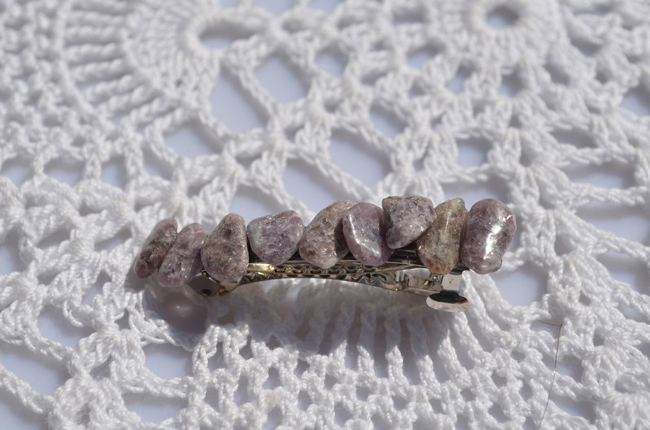 Lepidolite Stone French Barrette