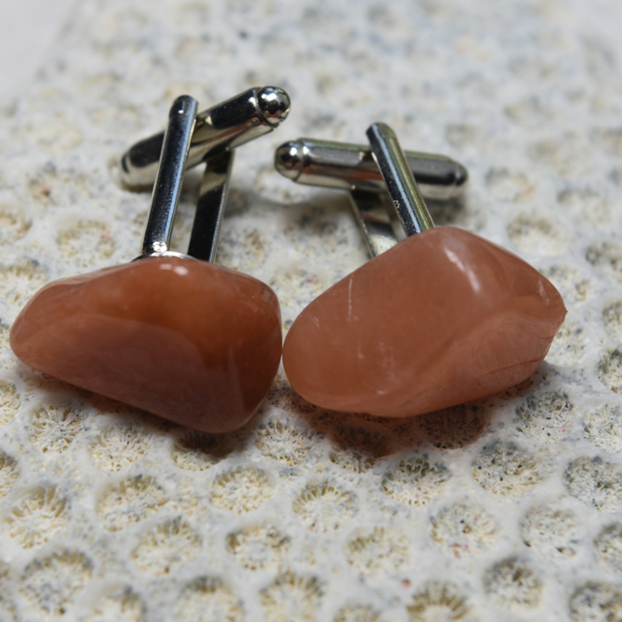 Tumbled Peach Quartz Cufflinks