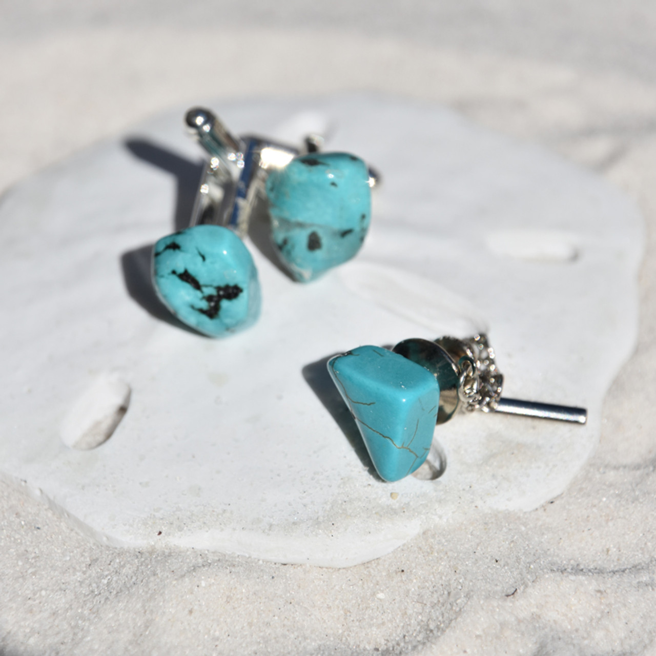 Turquoise Curfflinks and Tie Tack