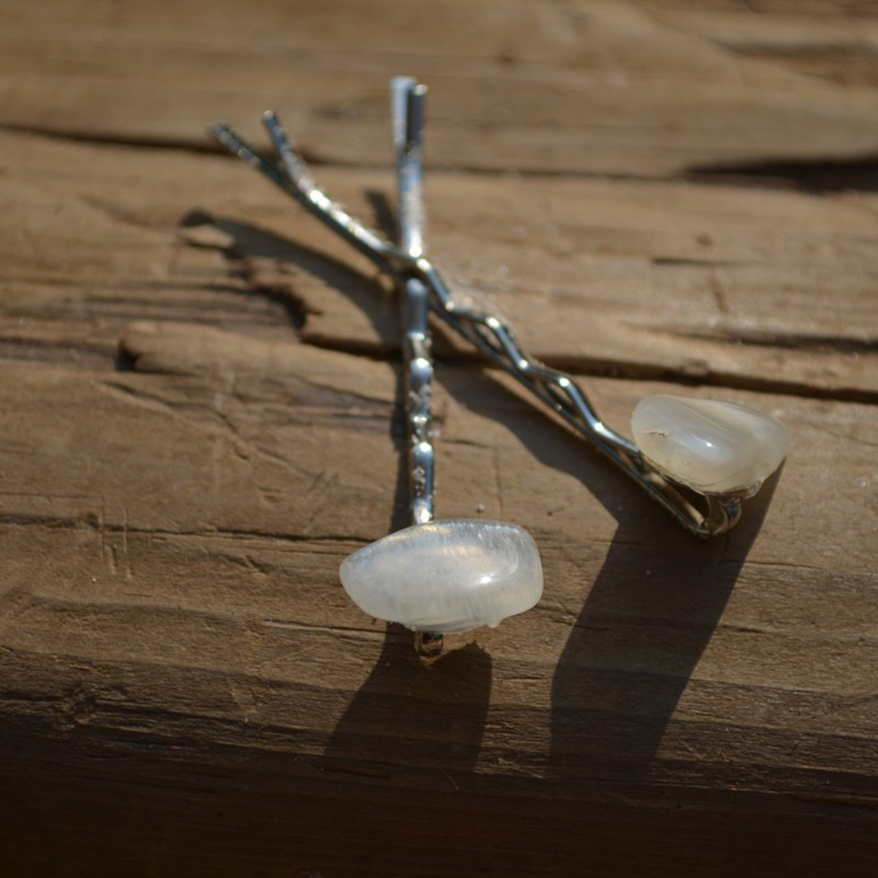 Tumbled Moonstone Hair Pins