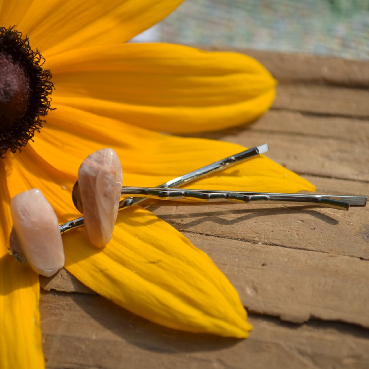 Peach Moonstone Hair Pins