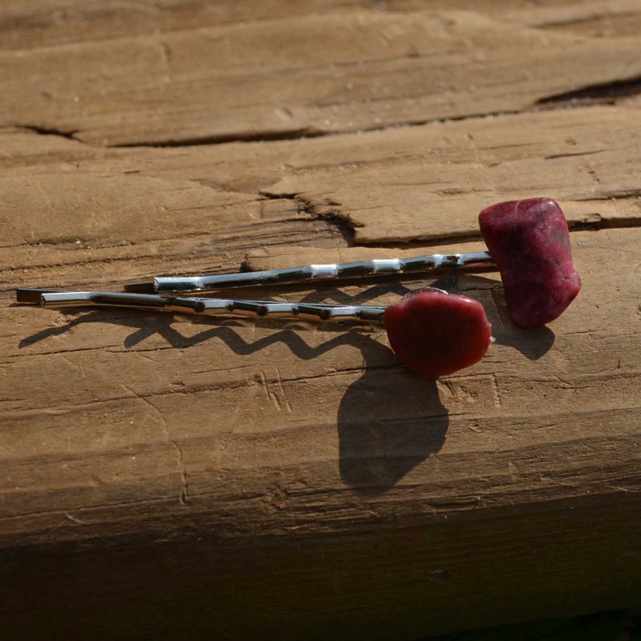 Thulite Stone Hair Pins