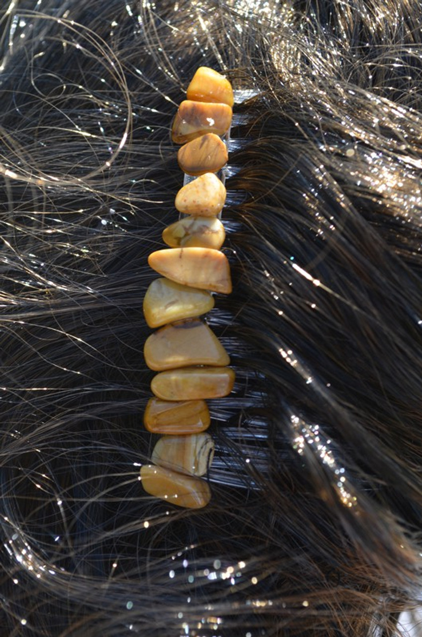 Yellow Jasper Stone Hair Combs (Quantity of 2) - Made to Order
