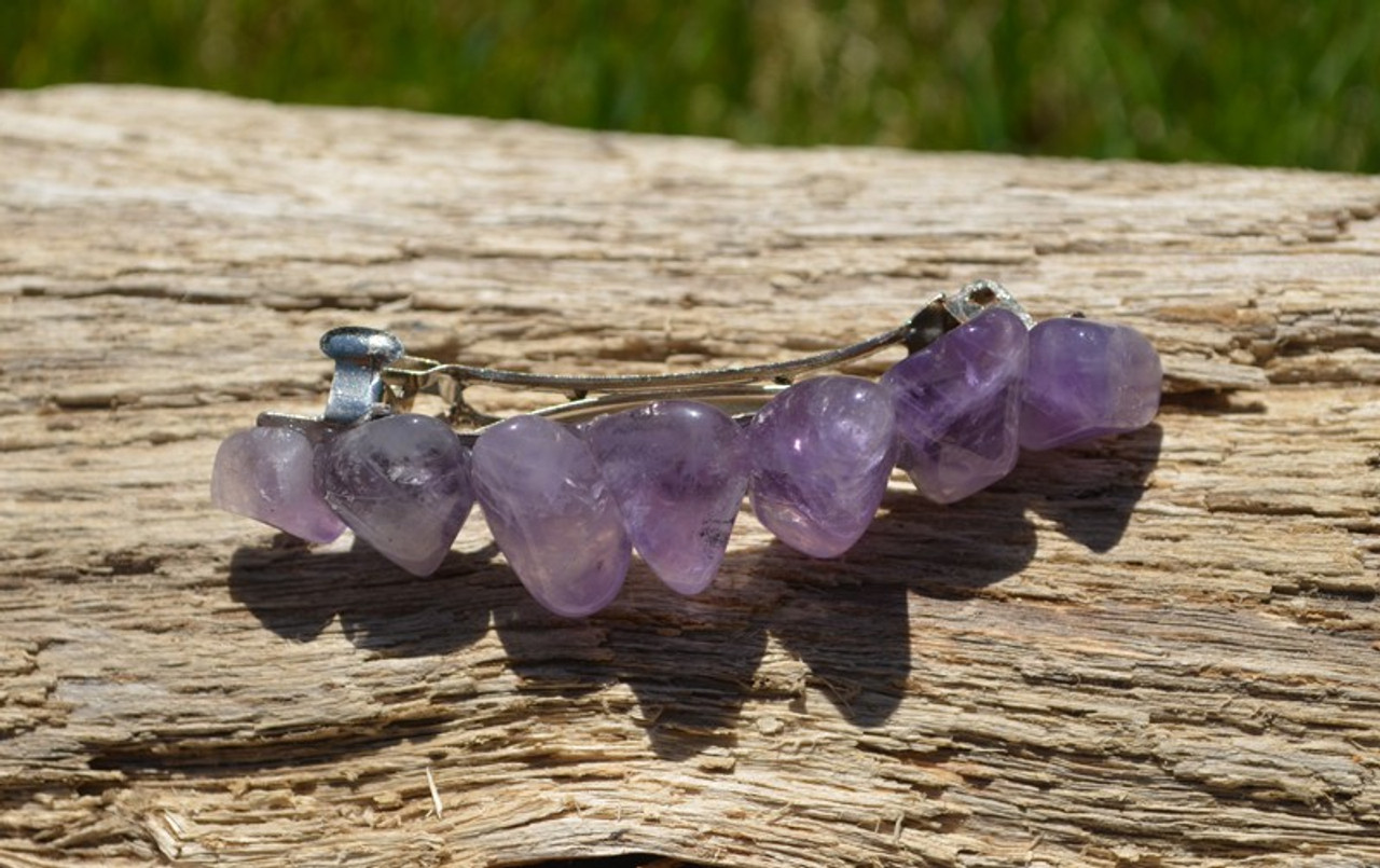 Amethyst Stone French Barrette Hair Clip - 60 MM - Made to Order