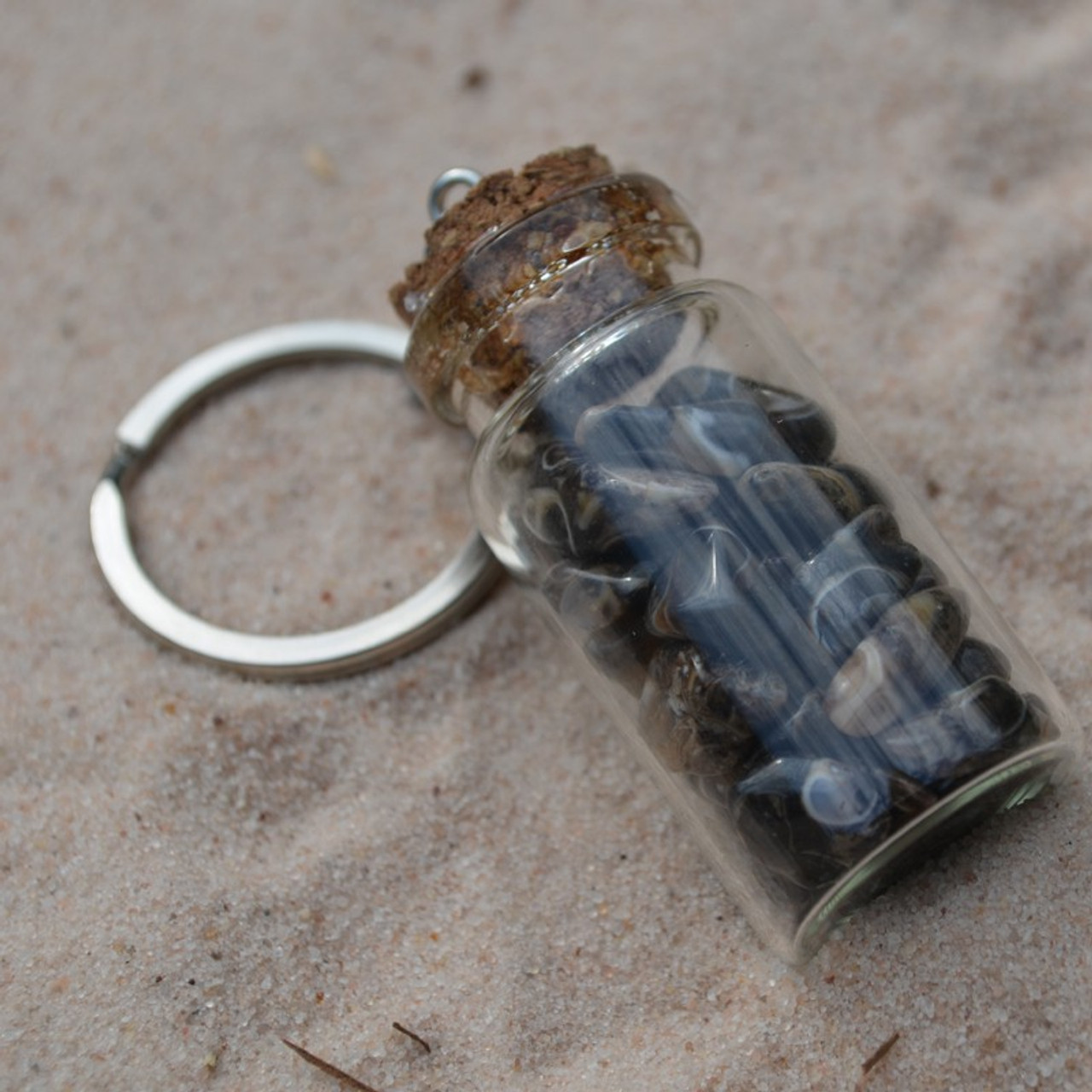 Turritella Stones in a Glass Vial Keychain