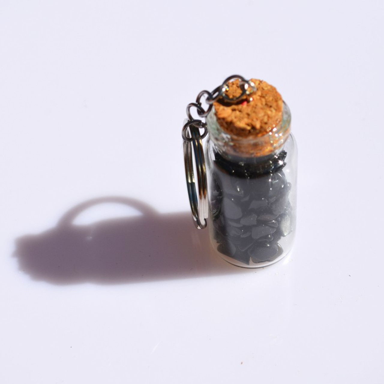 Apache Tears Stones in a Glass Vial Keychain