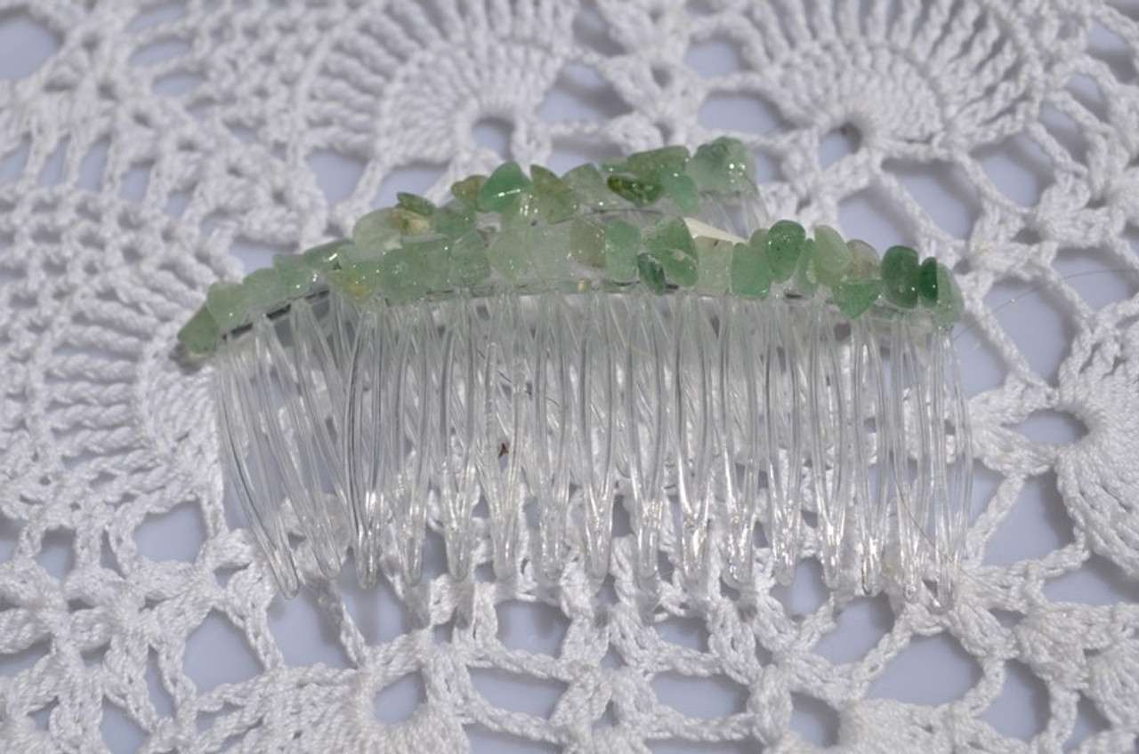 Tumbled Green Quartz Stone Hair Combs (Quantity of 2) - Made to Order