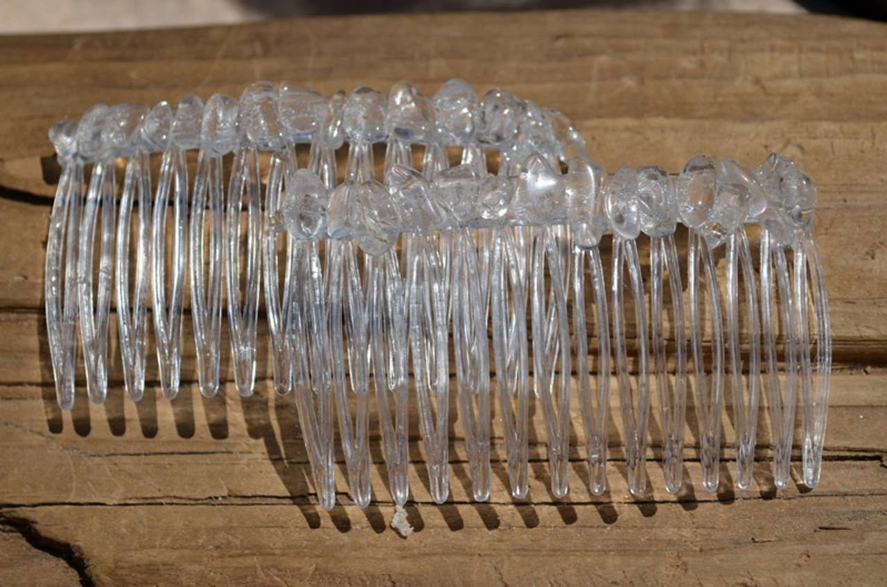 Clear Quartz Crystal Stone Hair Combs