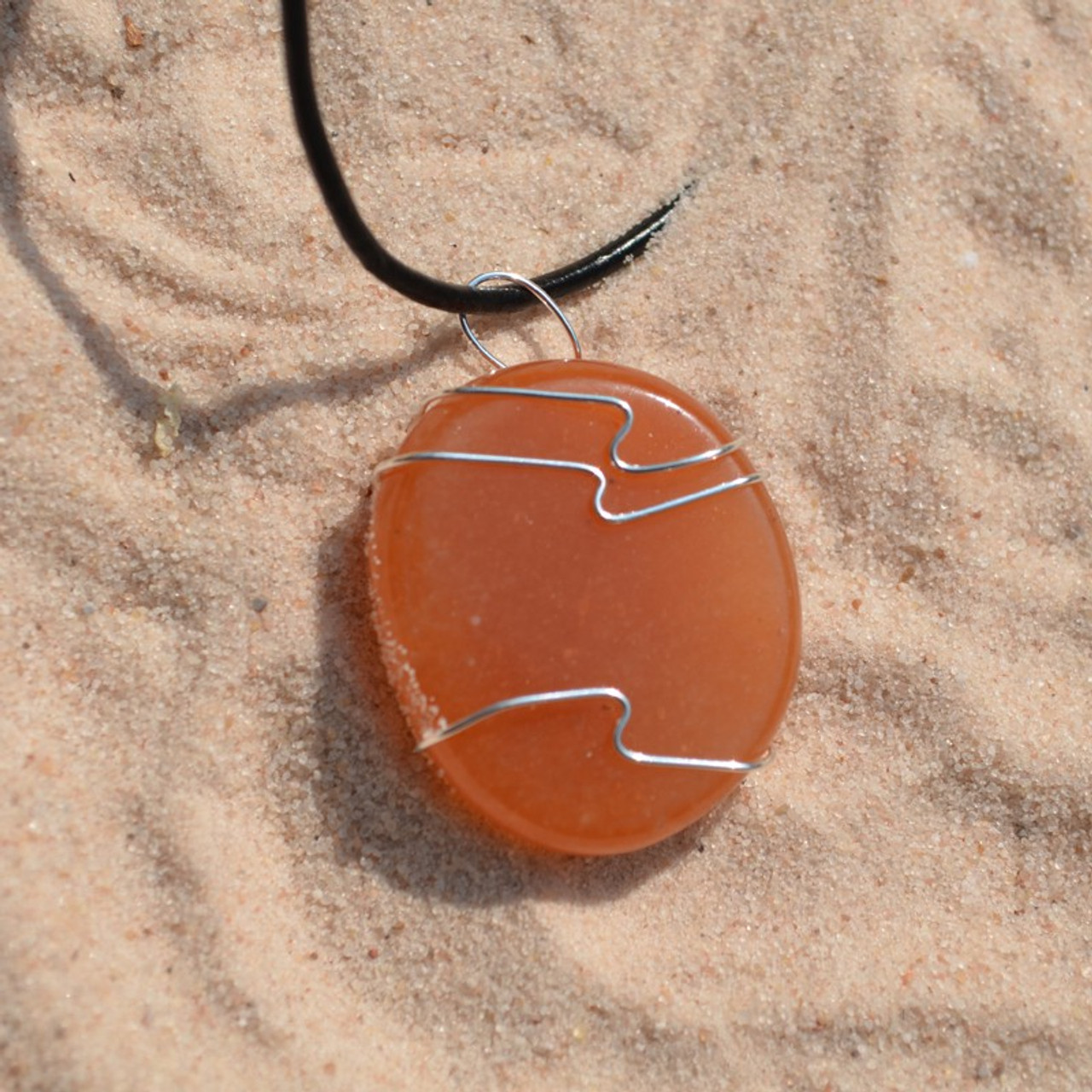 Carnelian Palm Stone Hand Wire Wrapped on a Leather Thong Necklace - Made to Order