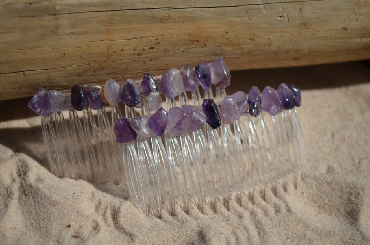 Amethyst Stone Hair Combs 