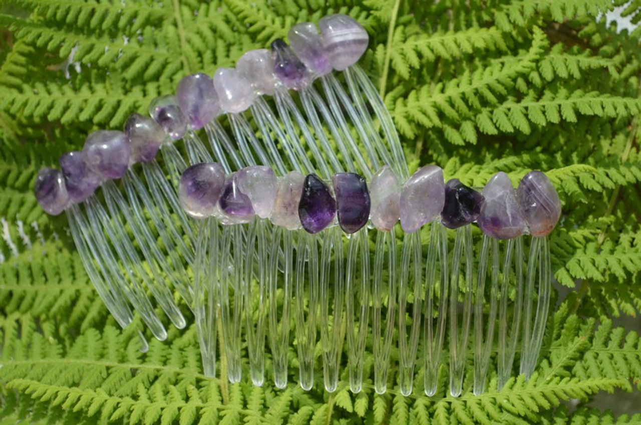 Amethyst Stone Hair Combs (Set of 2) - Made to Order