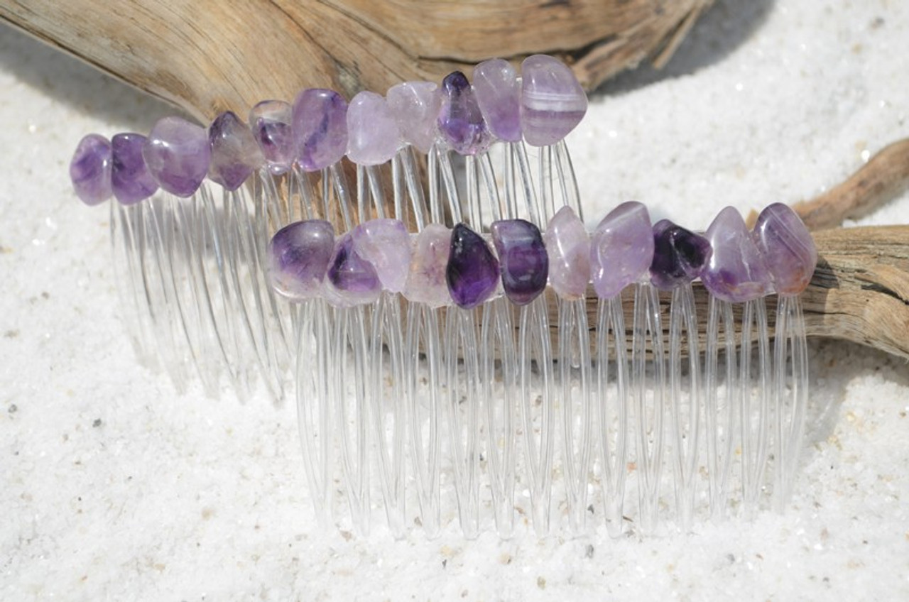 Amethyst Stone Hair Combs 