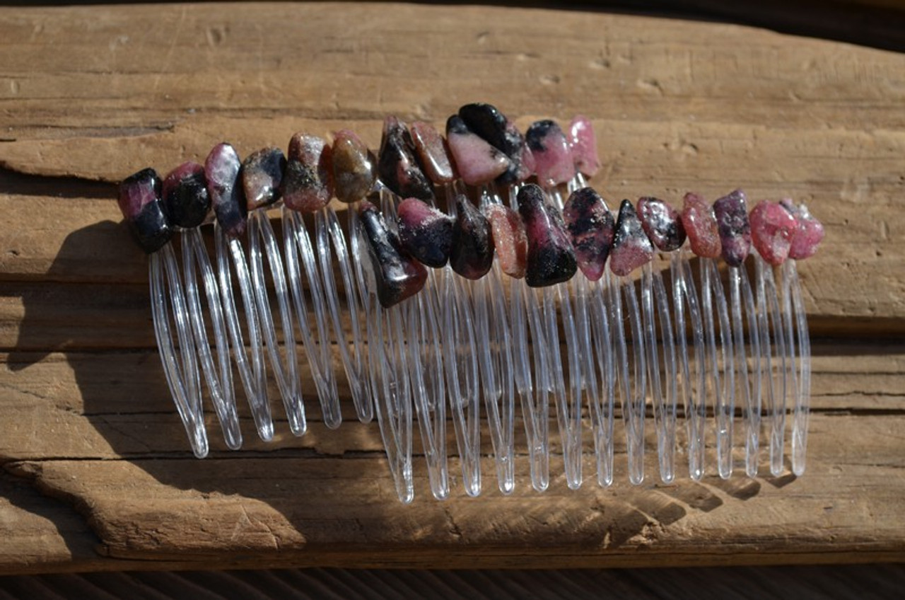 Rhodonite Stone Hair Combs