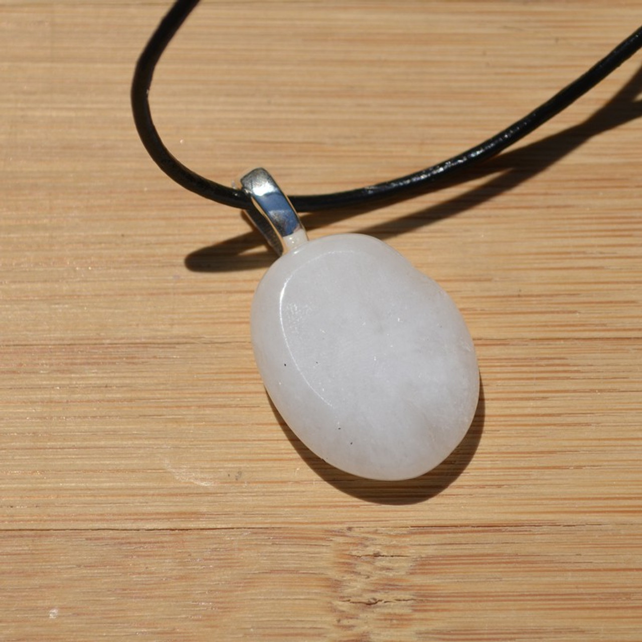 White Jade Palm Stone Necklace