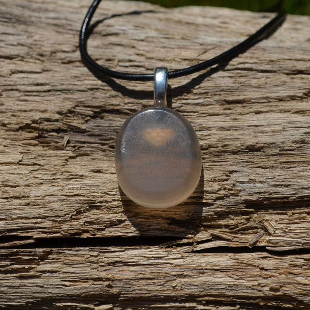 Gray Agate Palm Stone Pendant