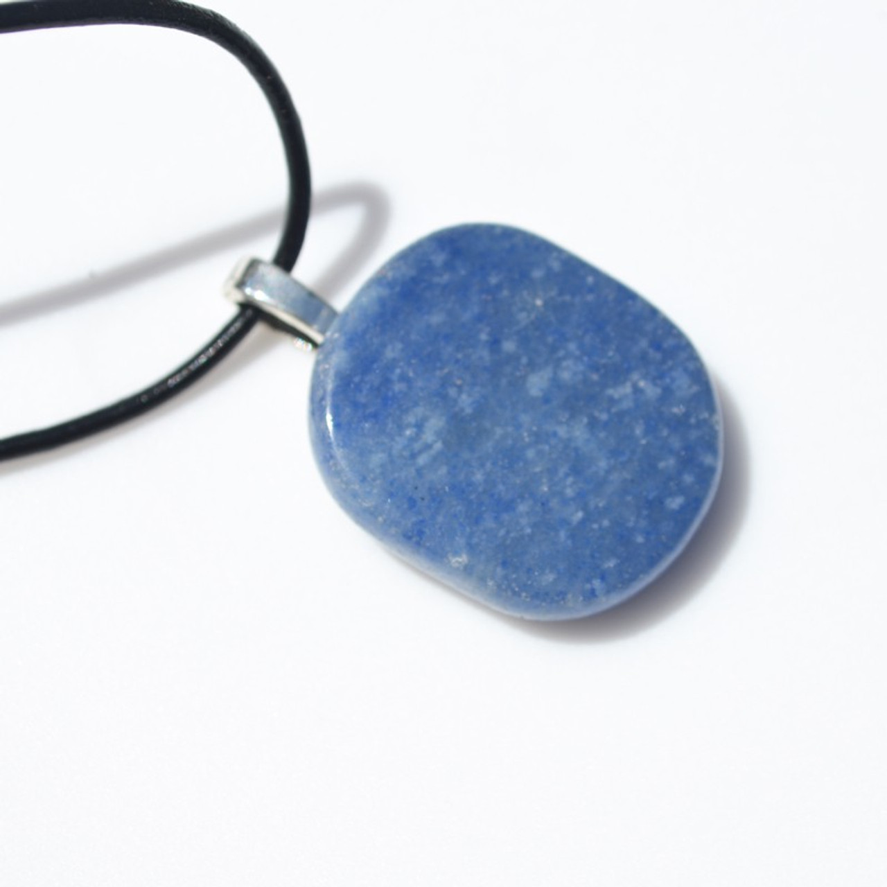 Blue Aventurine Palm Stone on a Leather Thong Necklace - Made to Order