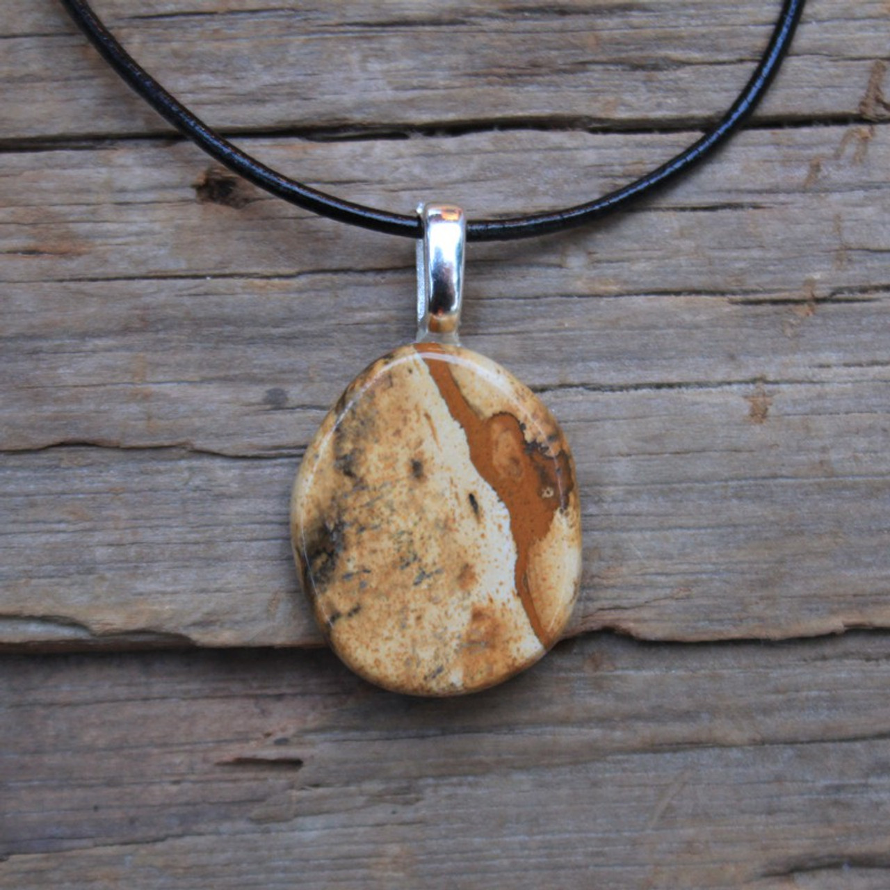 Picture Jasper Palm Stone Pendant