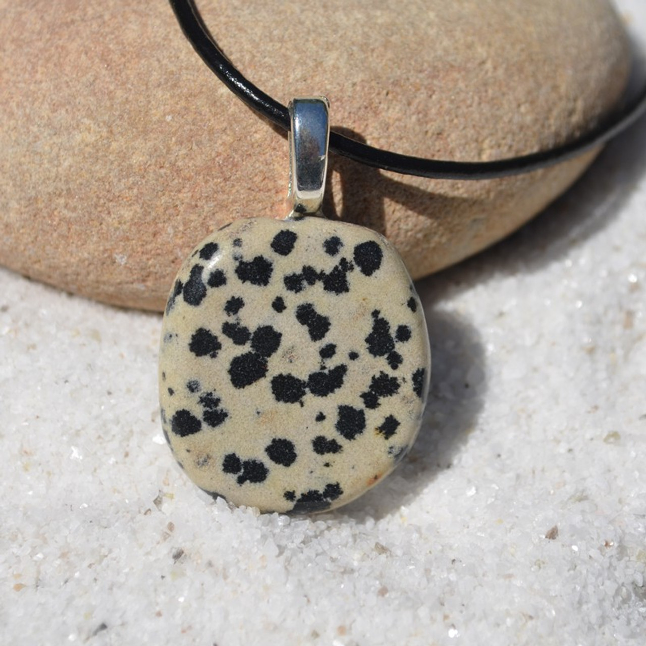 Dalmatian Palm Stone Pendant and Necklace