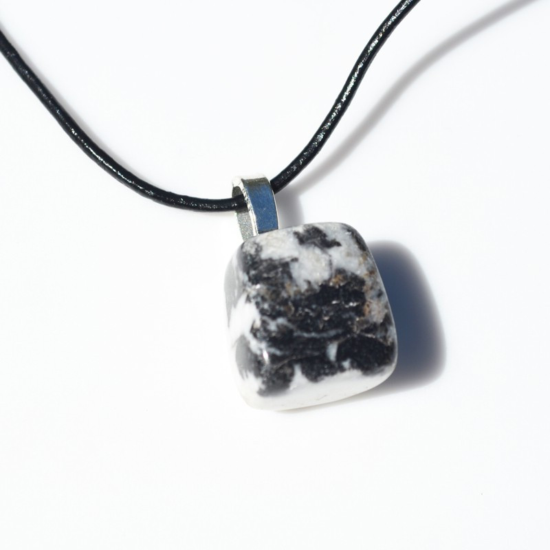Marble Zebra Jasper Stone on a Leather Thong Necklace - Made to Order