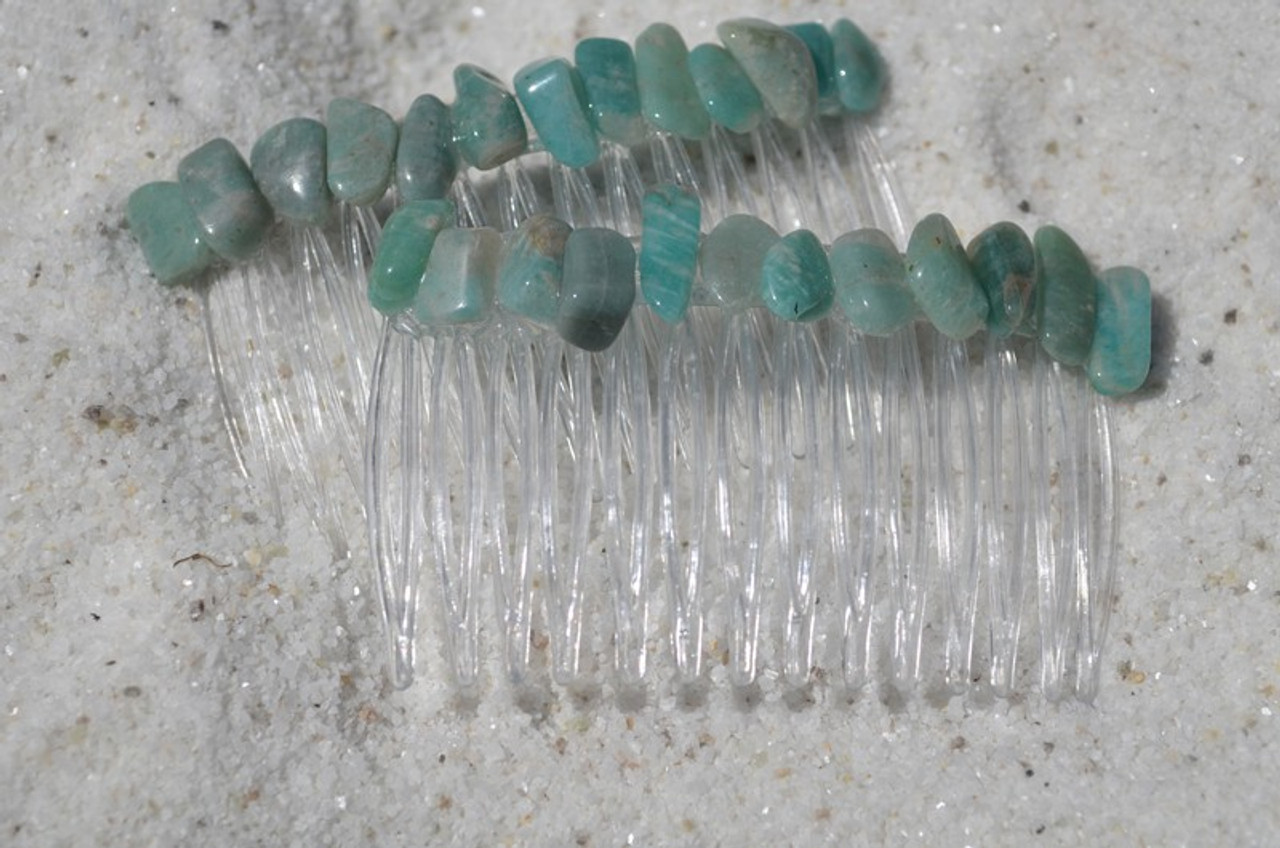 Amazonite  Stone Hair Combs (Quantity of 2) - Made to Order