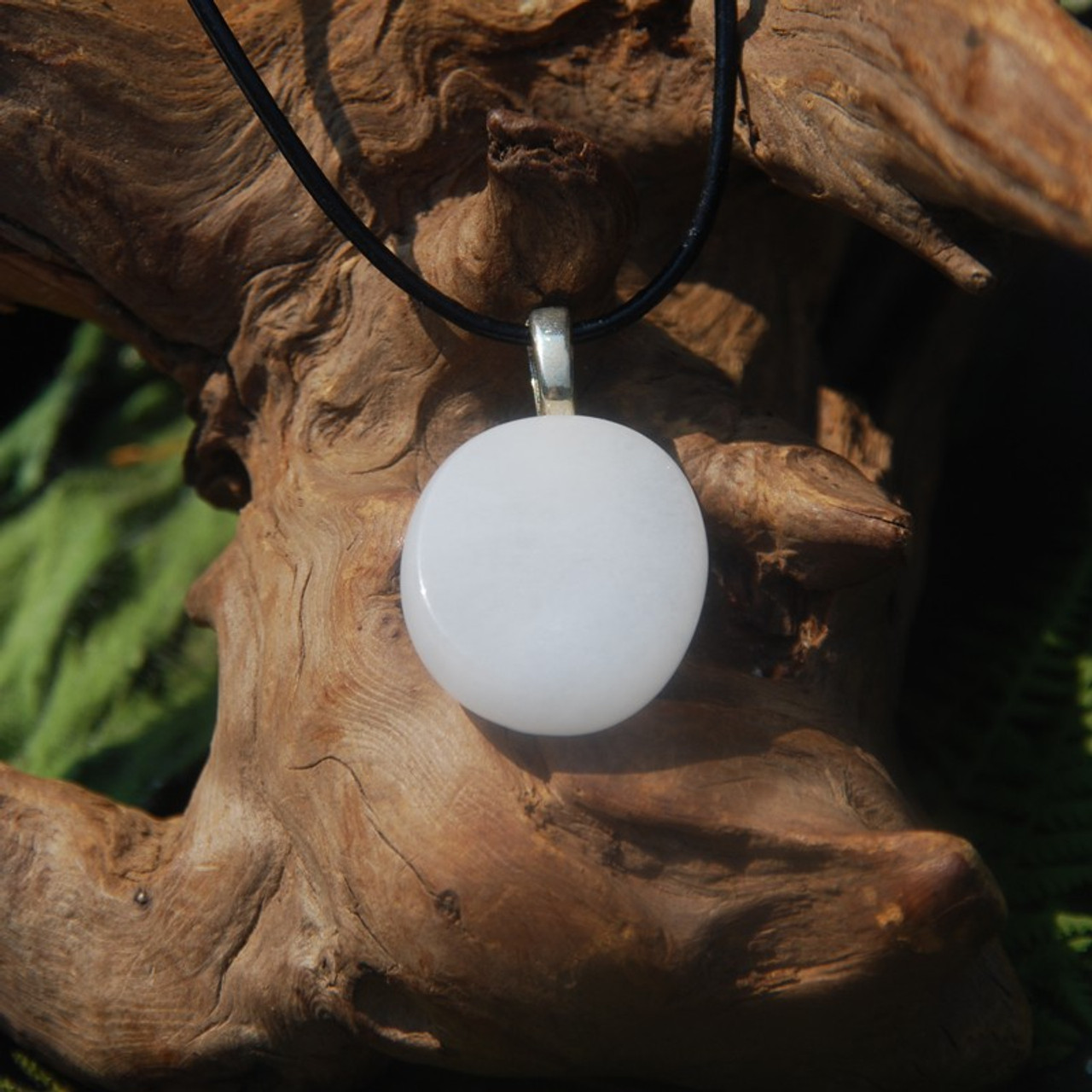 White Jade Palm Stone Pendant